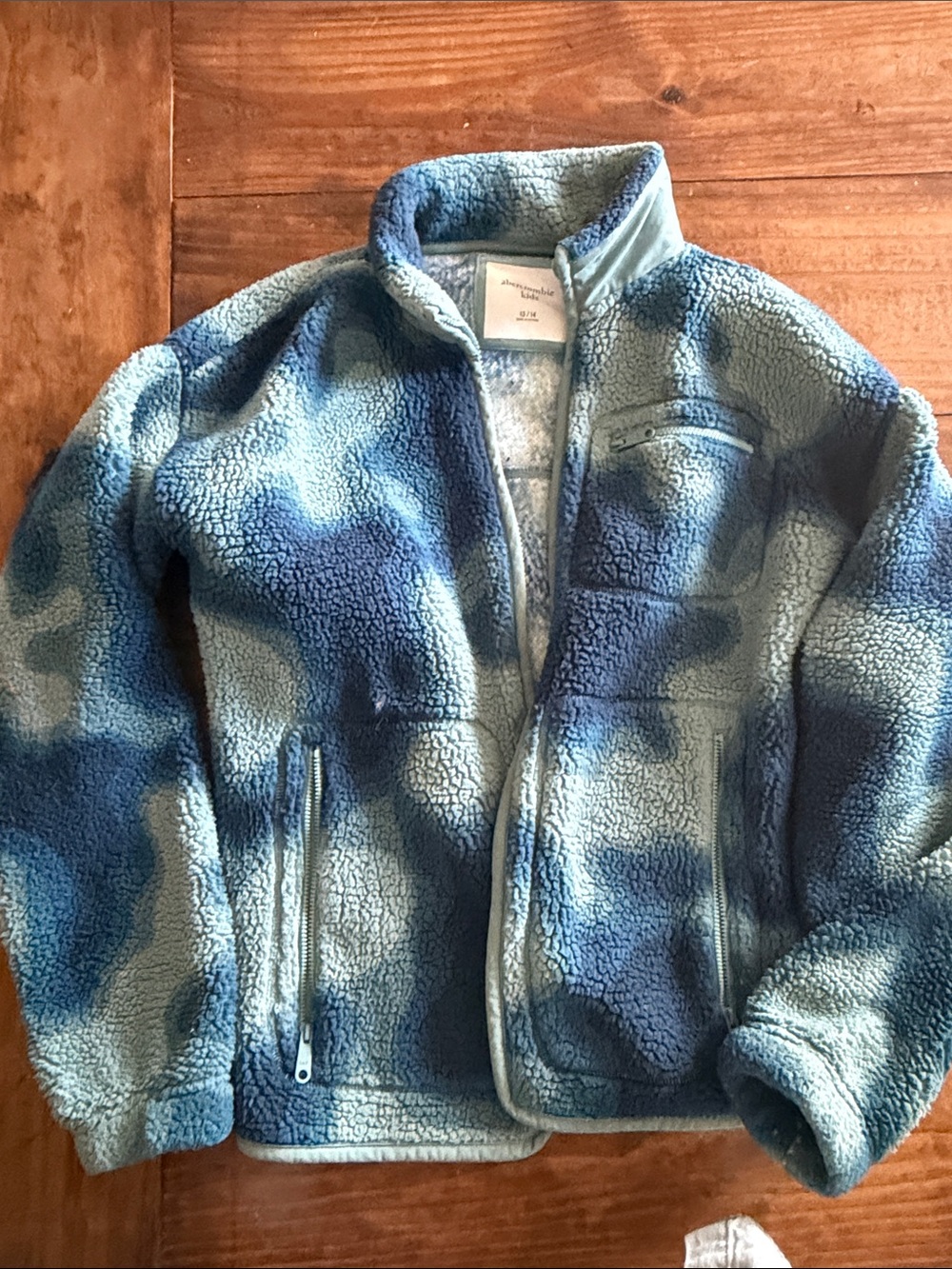 Abercrombie Kids Blue Sherpa Fleece Jacket - Cozy Zip Front Coat